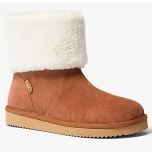 Michael Kors Julia Faux Fur Trim Suede Boot In Luggage Size 7M